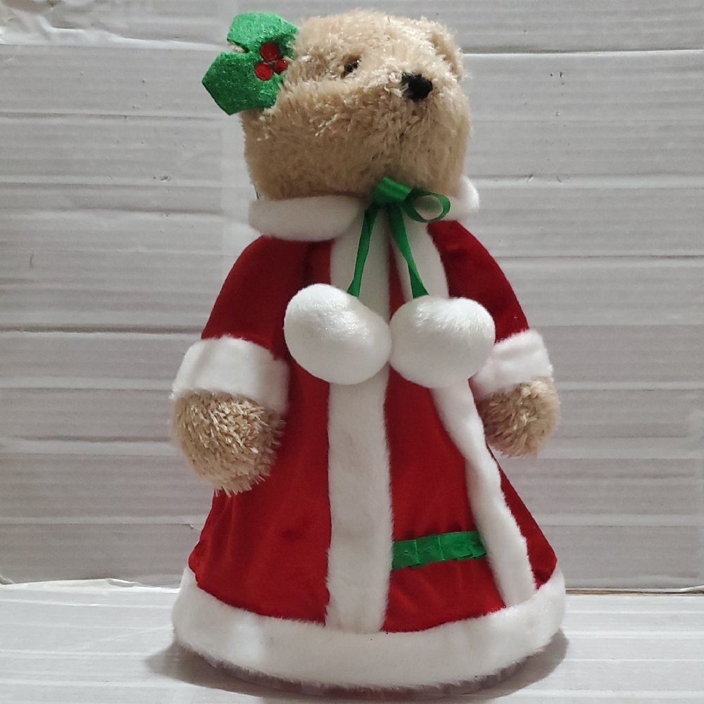 ANGEL Teddy Bear tree Topper  in Red Santa Outfit